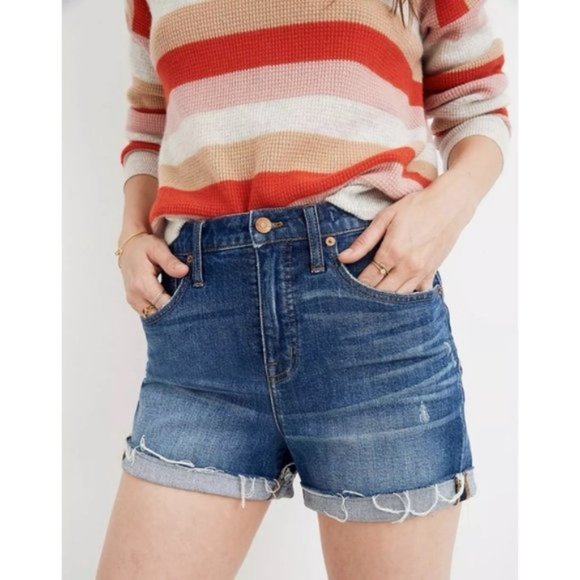 Madewell Relaxed High Rise Denim Boyshorts - Picture 1 of 12